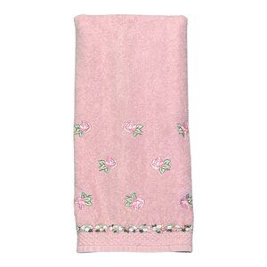 Vintage The Avanti Look Pink Rose Hand Towel Made in USA